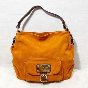 Michael Kors Orange Suede Hudson Downtown Hobo Color orange/brown